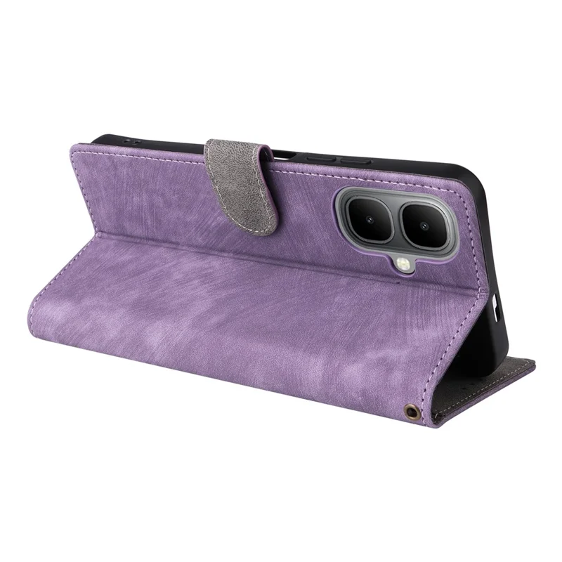 For Infinix Smart 10 / TECNO Pop 10 Case Wallet RFID Blocking PU Leather Phone Cover Stand with Strap - Purple