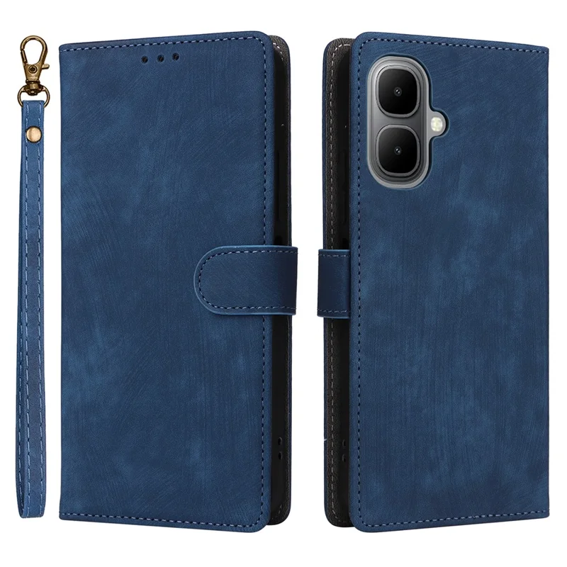 For Infinix Smart 10 / TECNO Pop 10 Case Wallet RFID Blocking PU Leather Phone Cover Stand with Strap - Blue