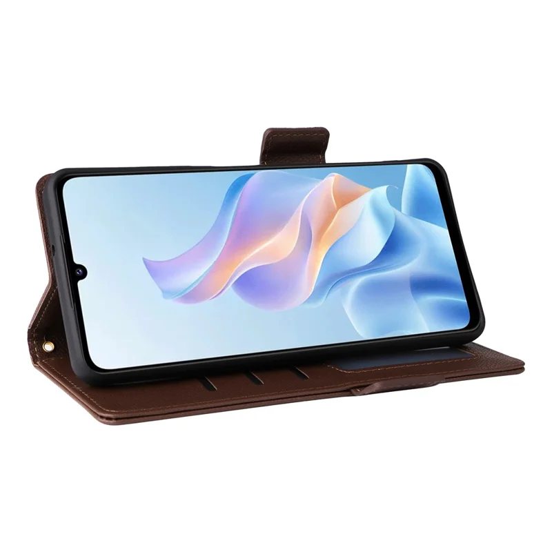 Étui pour ZTE Blade A76 5G avec Bracelet Texture de Cuir Litchi Pochette Portefeuille - Marron