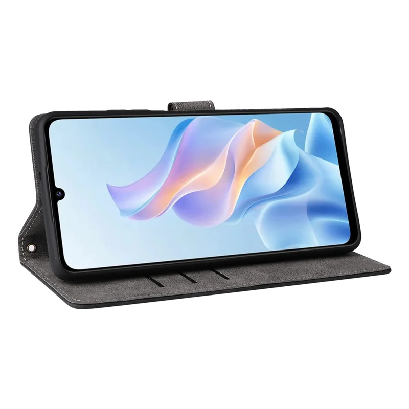 Pour ZTE Blade A76 5G Étui Portefeuille Blocage RFID Cuir PU Housse de Téléphone Support avec Sangle - Noir