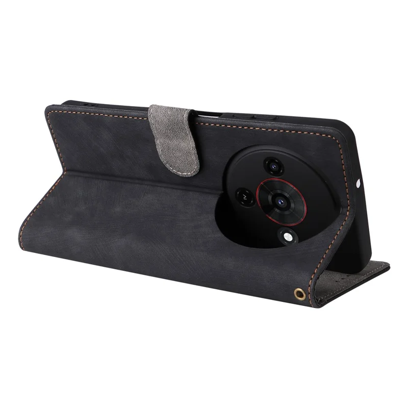Pour ZTE Blade A76 5G Étui Portefeuille Blocage RFID Cuir PU Housse de Téléphone Support avec Sangle - Noir