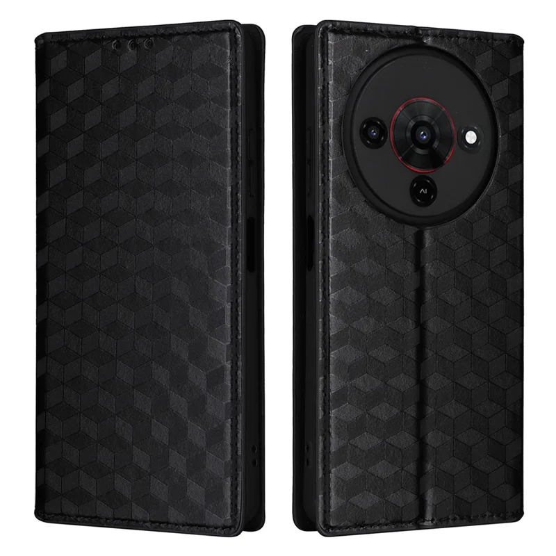 Pour ZTE Blade A76 5G Étui Portefeuille en Cuir Imprimé Losange - Noir
