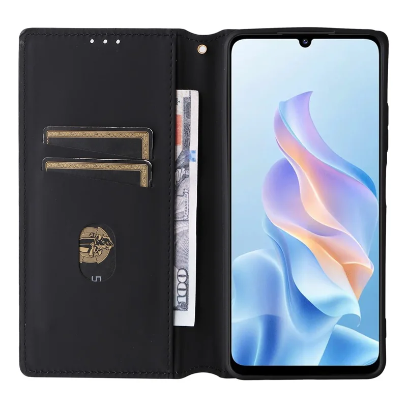 Pour ZTE Blade A76 5G Étui Portefeuille en Cuir Imprimé Losange - Noir