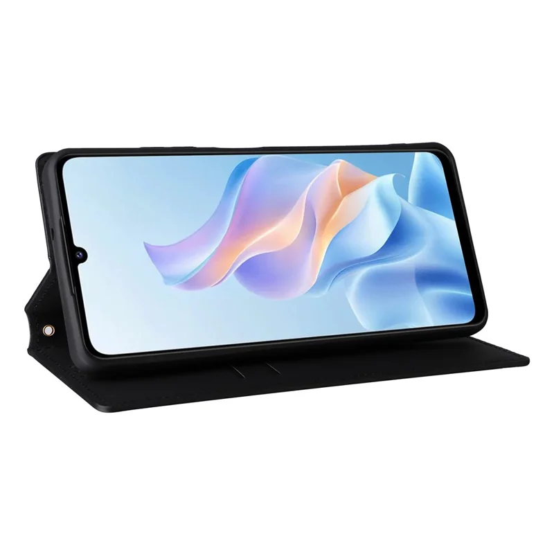 Pour ZTE Blade A76 5G Étui Portefeuille en Cuir Imprimé Losange - Noir