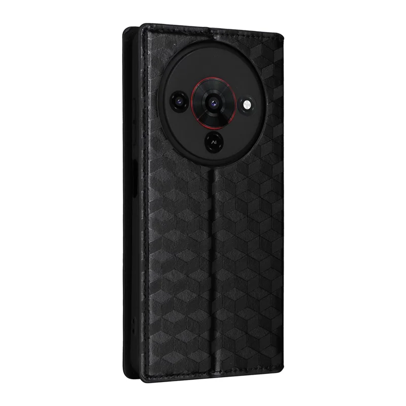 Pour ZTE Blade A76 5G Étui Portefeuille en Cuir Imprimé Losange - Noir