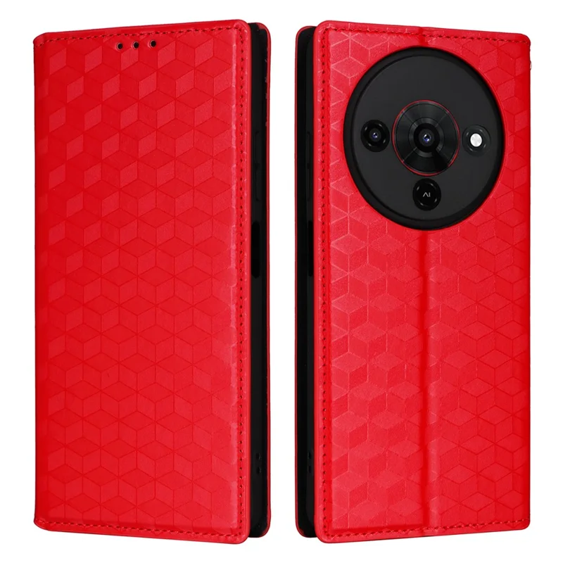 For ZTE Blade A76 5G Case Wallet Rhombus Imprinted Leather Phone Cover - Red