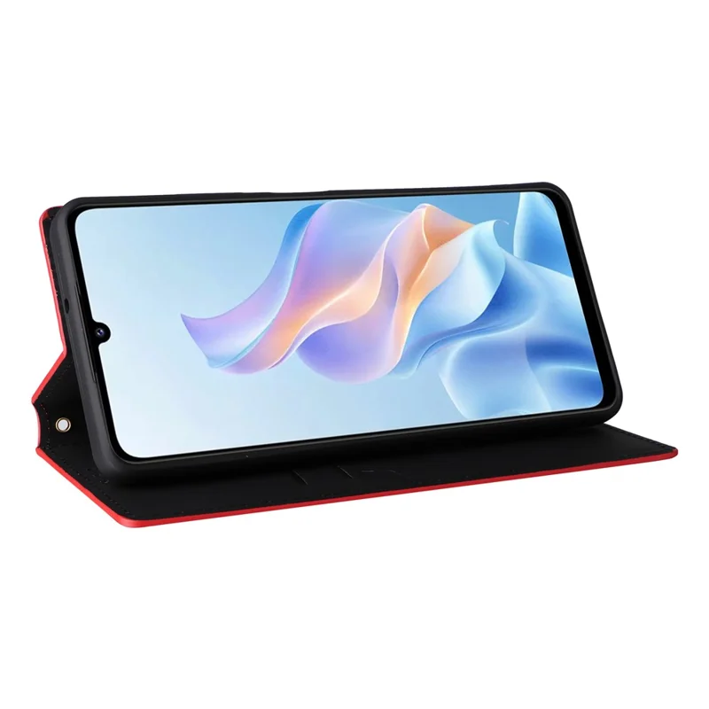 For ZTE Blade A76 5G Case Wallet Rhombus Imprinted Leather Phone Cover - Red