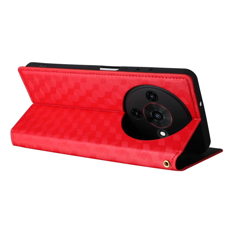 For ZTE Blade A76 5G Case Wallet Rhombus Imprinted Leather Phone Cover - Red