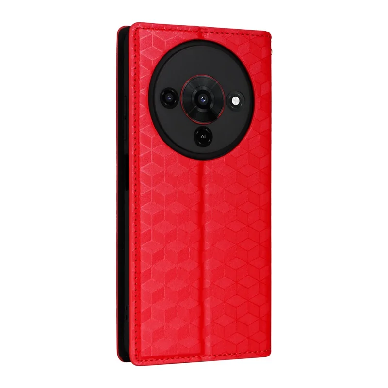 For ZTE Blade A76 5G Case Wallet Rhombus Imprinted Leather Phone Cover - Red