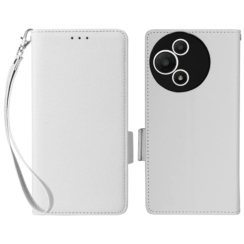 Capa para TCL 60 SE NxtPaper 5G com Alça de Pulso, Textura de Couro Sintético, Carteira para Celular - Branco