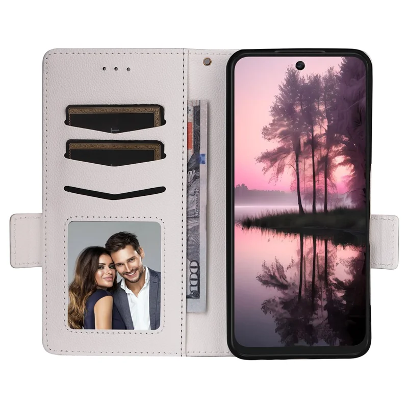 Capa para TCL 60 SE NxtPaper 5G com Alça de Pulso, Textura de Couro Sintético, Carteira para Celular - Branco