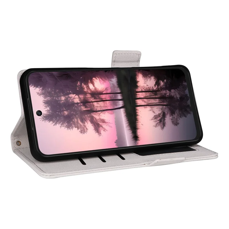 Capa para TCL 60 SE NxtPaper 5G com Alça de Pulso, Textura de Couro Sintético, Carteira para Celular - Branco