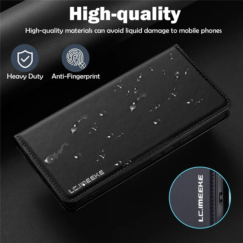 LC.IMEEKE Serie L1 per Google Pixel 10 / Pixel 10 Pro Custodia in pelle PU con supporto e protezione - Nero