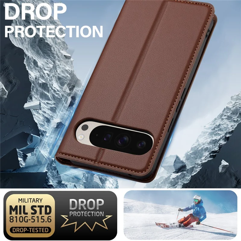 LC.IMEEKE L1 Series for Google Pixel 10 Pro / 10 / 9 Pro / 9 Case PU Leather Wallet Stand Protective Phone Cover - Brown