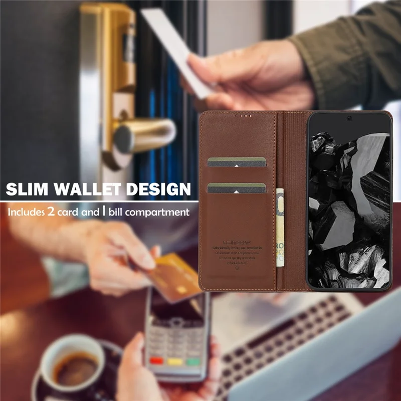 LC.IMEEKE L1 Series for Google Pixel 10 Pro / 10 / 9 Pro / 9 Case PU Leather Wallet Stand Protective Phone Cover - Brown