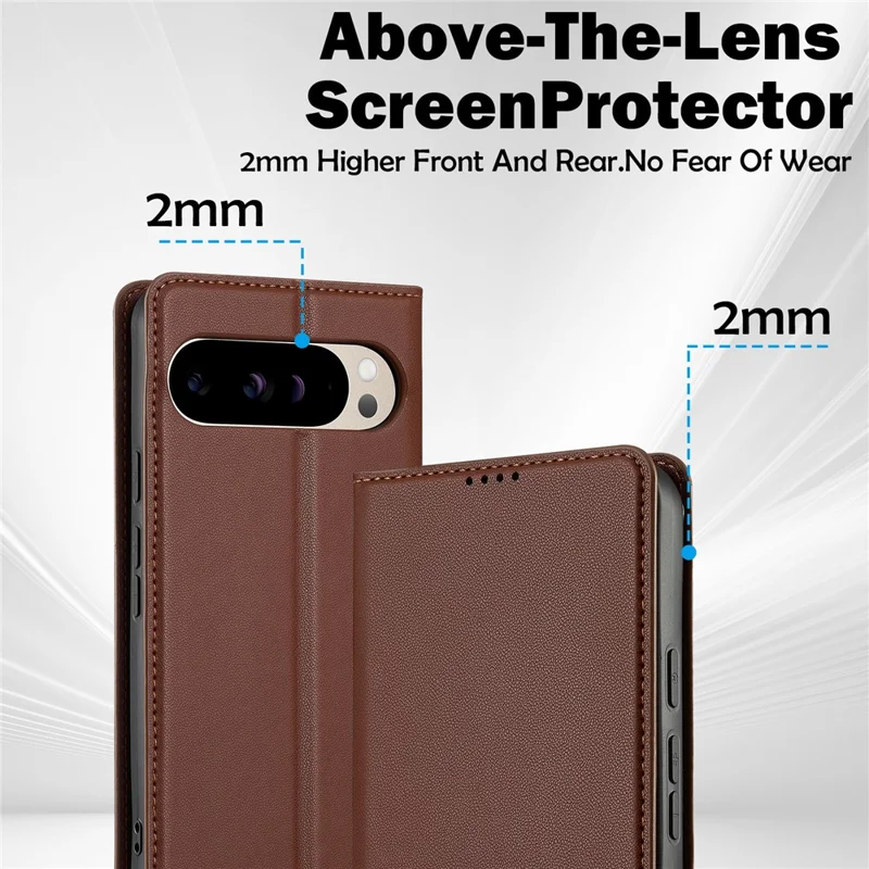 LC.IMEEKE L1 Series for Google Pixel 10 Pro / 10 / 9 Pro / 9 Case PU Leather Wallet Stand Protective Phone Cover - Brown