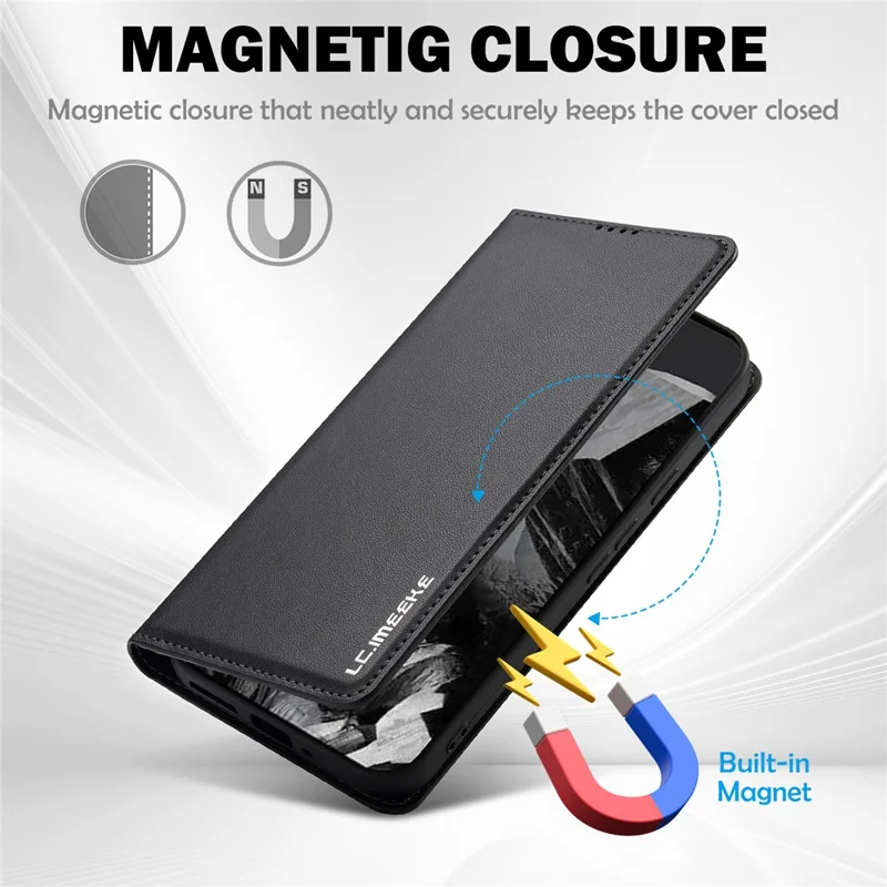 LC.IMEEKE Serie L1 per Google Pixel 10 Pro XL Custodia in pelle PU Portafoglio Stand Custodia protettiva per telefono - Nero