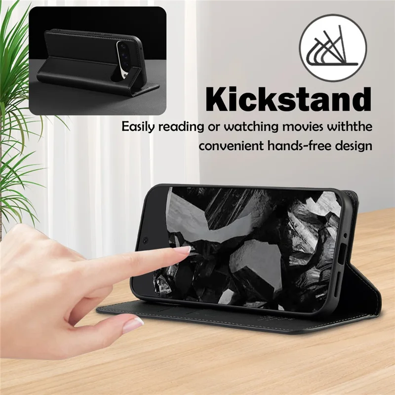 LC.IMEEKE Serie L1 per Google Pixel 10 Pro XL Custodia in pelle PU Portafoglio Stand Custodia protettiva per telefono - Nero
