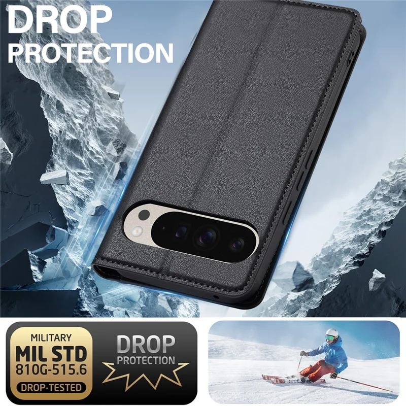 LC.IMEEKE Serie L1 per Google Pixel 10 Pro XL Custodia in pelle PU Portafoglio Stand Custodia protettiva per telefono - Nero