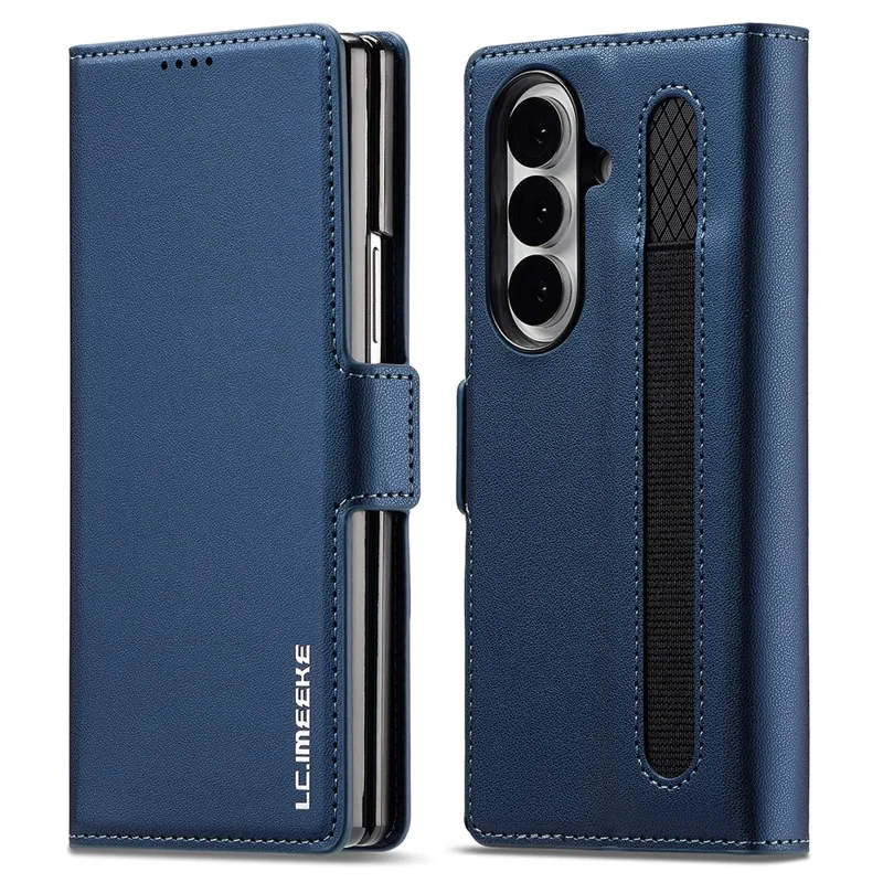 LC.IMEEKE L1 Serie für Samsung Galaxy Z Fold7 5G Hülle PU-Leder Brieftasche Ständer Schutzhülle Handy - Blau