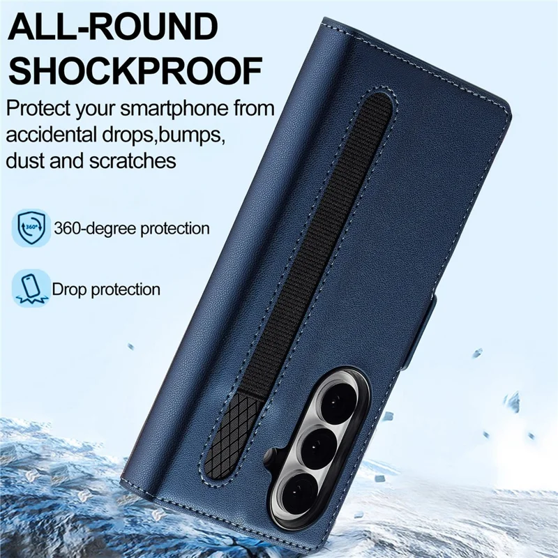 LC.IMEEKE L1 Serie für Samsung Galaxy Z Fold7 5G Hülle PU-Leder Brieftasche Ständer Schutzhülle Handy - Blau