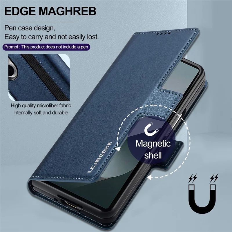 LC.IMEEKE L1 Serie für Samsung Galaxy Z Fold7 5G Hülle PU-Leder Brieftasche Ständer Schutzhülle Handy - Blau