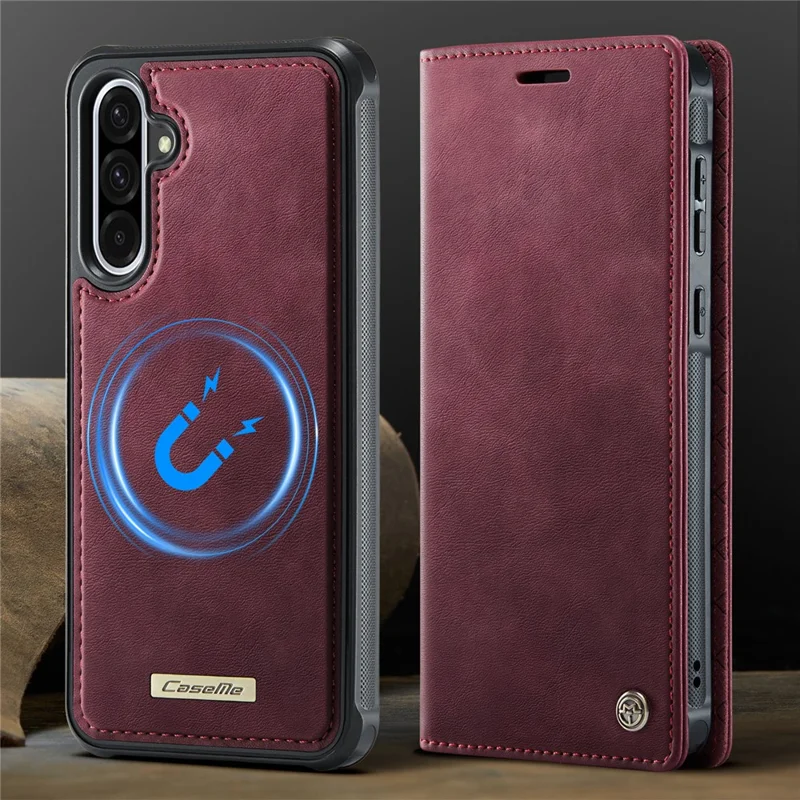 CASEME C49 для Samsung Galaxy A56 5G магнитный чехол с блокировкой RFID, съемный кошелек из кожи, чехол для телефона - Красный