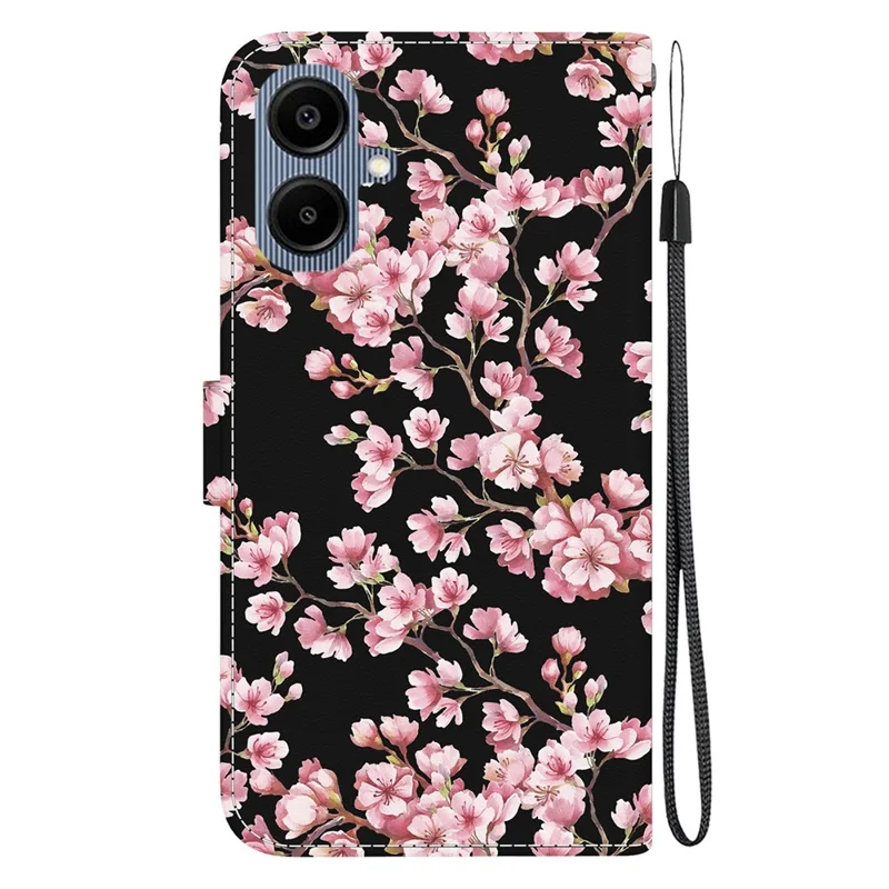 For Samsung Galaxy A07 5G Wallet Phone Case Anti-Drop Pattern Printing Leather Flip Cover with Strap - Plum Blossom