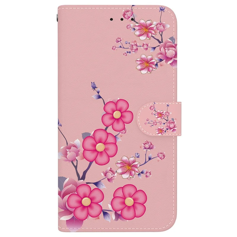 For Samsung Galaxy A07 5G / A07 4G / A06 4G / A06 5G Wallet Phone Case Anti-Drop Pattern Printing Leather Flip Cover with Strap - Sakura