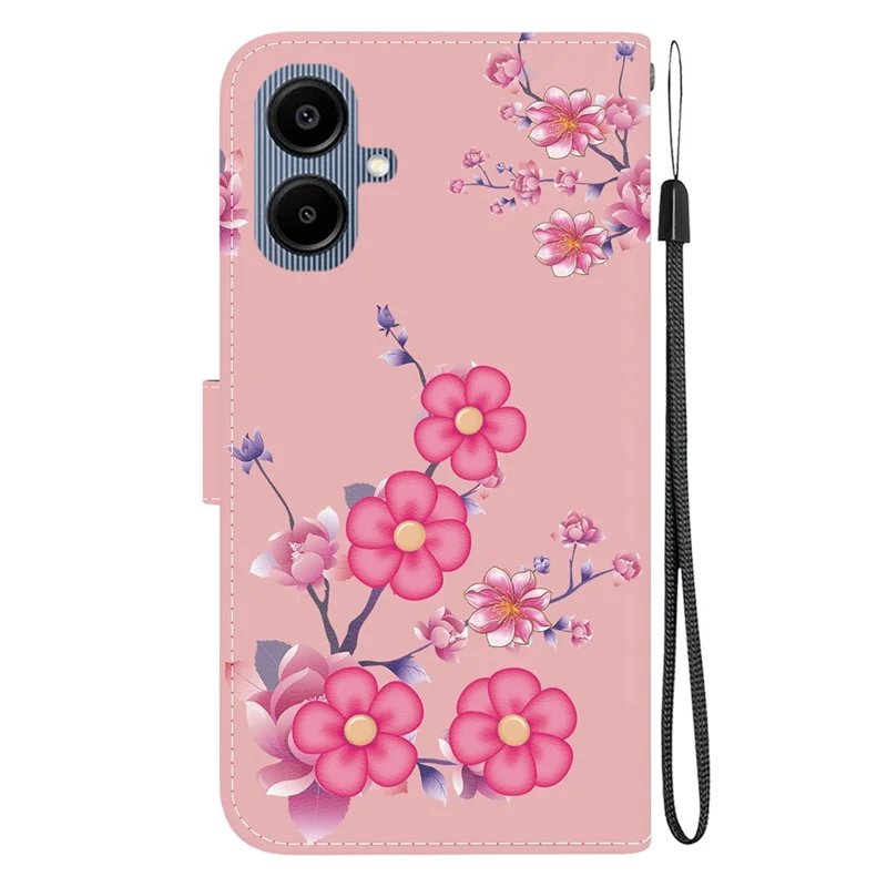For Samsung Galaxy A07 5G / A07 4G / A06 4G / A06 5G Wallet Phone Case Anti-Drop Pattern Printing Leather Flip Cover with Strap - Sakura