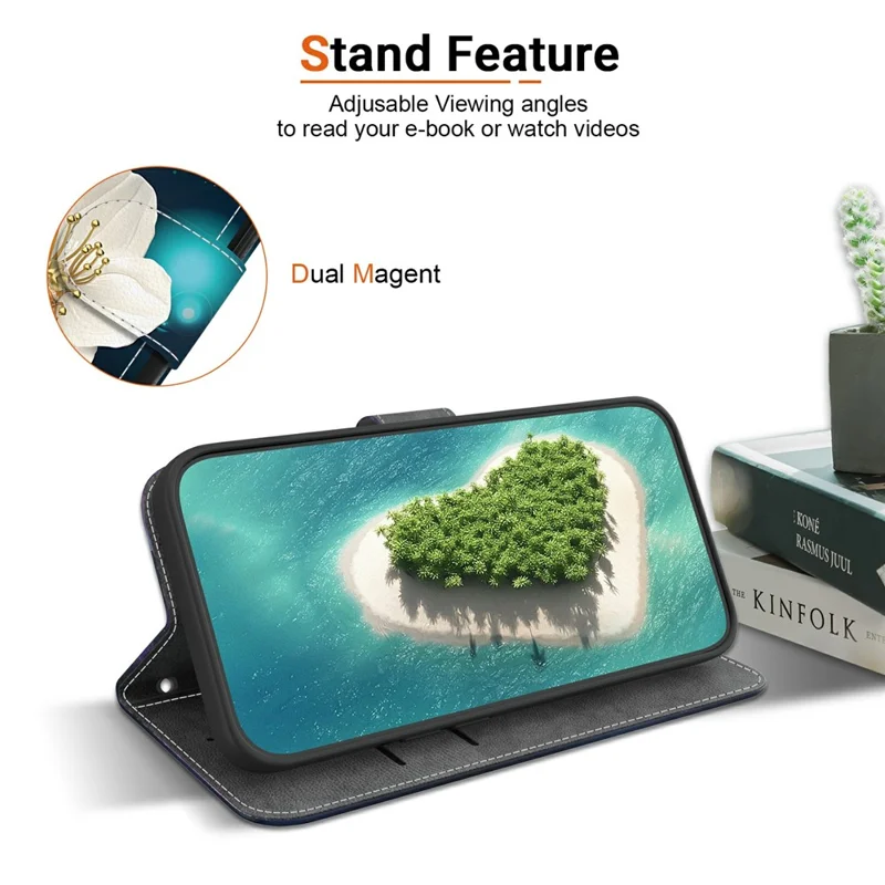 Funda tipo cartera de cuero con estampado para Samsung Galaxy A07 5G con cordón - Magnolia