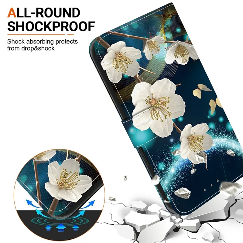 Funda tipo cartera de cuero con estampado para Samsung Galaxy A07 5G con cordón - Magnolia