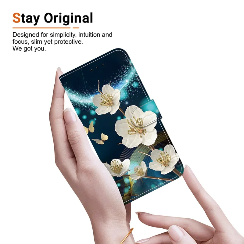 Funda tipo cartera de cuero con estampado para Samsung Galaxy A07 5G con cordón - Magnolia