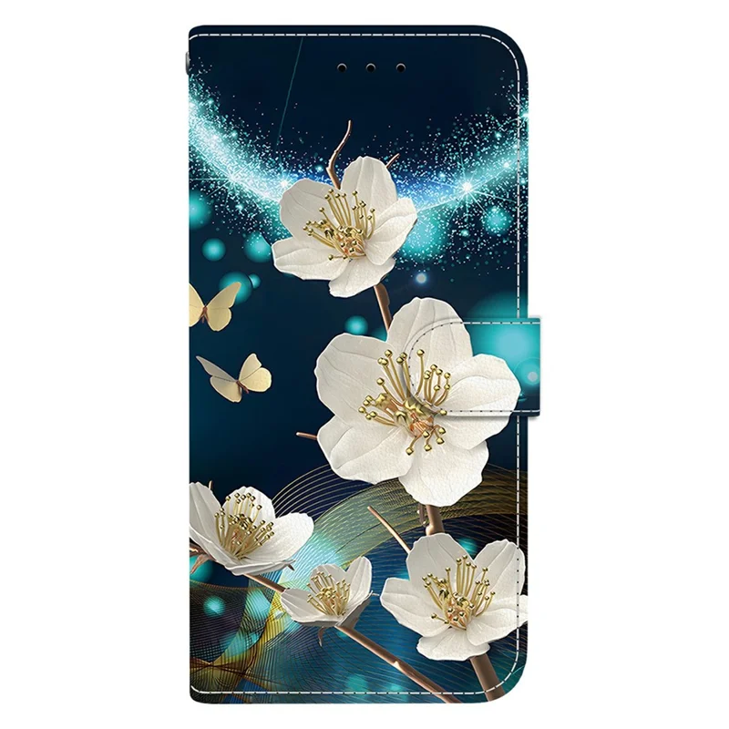 Funda tipo cartera de cuero con estampado para Samsung Galaxy A07 5G con cordón - Magnolia