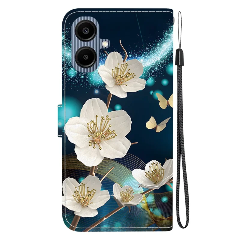 Funda tipo cartera de cuero con estampado para Samsung Galaxy A07 5G con cordón - Magnolia