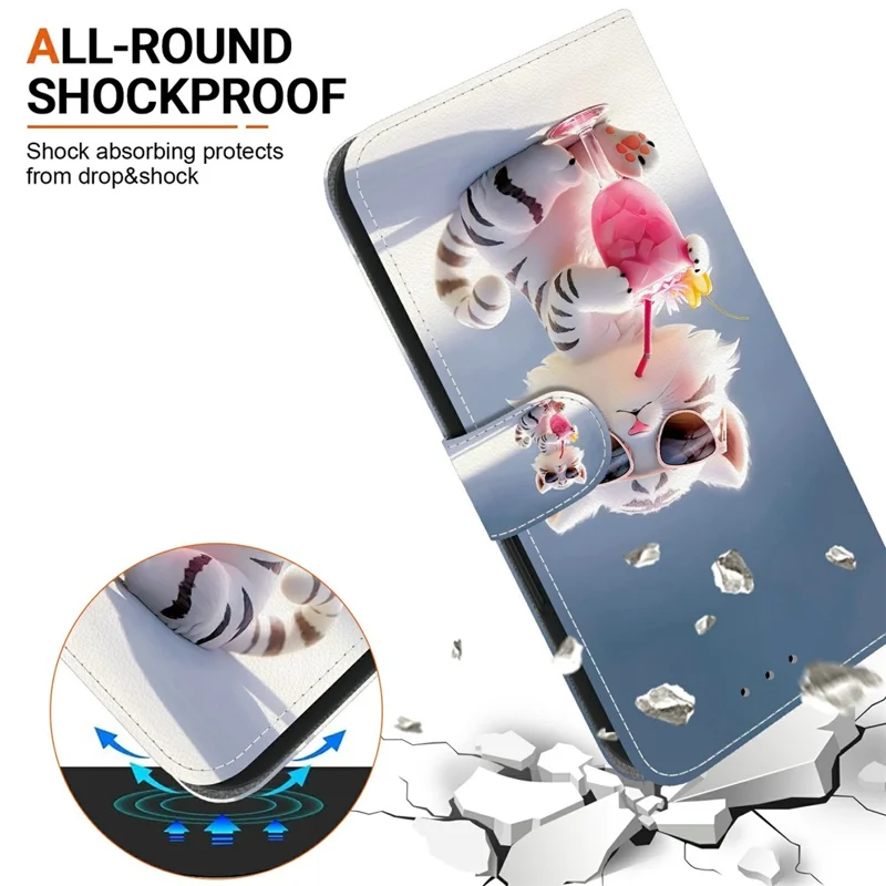 For Samsung Galaxy A07 5G / A07 4G / A06 4G / A06 5G Case Pattern Printing Leather Flip Wallet Phone Cover with Lanyard - Cartoon Tiger