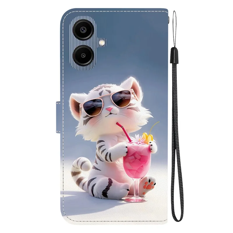 For Samsung Galaxy A07 5G / A07 4G / A06 4G / A06 5G Case Pattern Printing Leather Flip Wallet Phone Cover with Lanyard - Cartoon Tiger