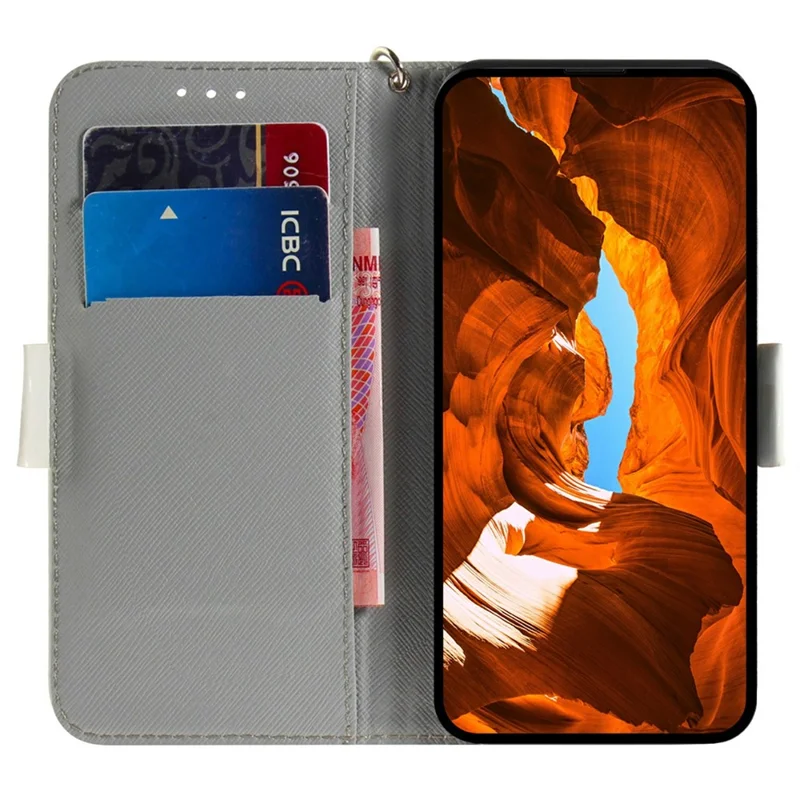 Cover a portafoglio per Samsung Galaxy A07 5G con stampa a motivi, cinturino da polso e gattino carino