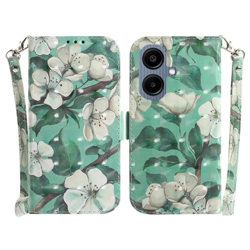 For Samsung Galaxy A07 5G Case Pattern Printing Leather Wallet Phone Cover with Wrist Strap - Watercolor Flowers