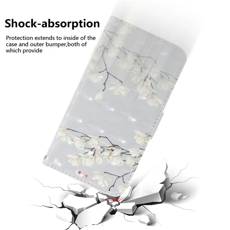 For Samsung Galaxy A07 5G Case Pattern Printing Leather Wallet Phone Cover with Wrist Strap - Magnolia