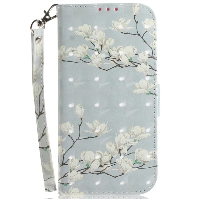 For Samsung Galaxy A07 5G Case Pattern Printing Leather Wallet Phone Cover with Wrist Strap - Magnolia