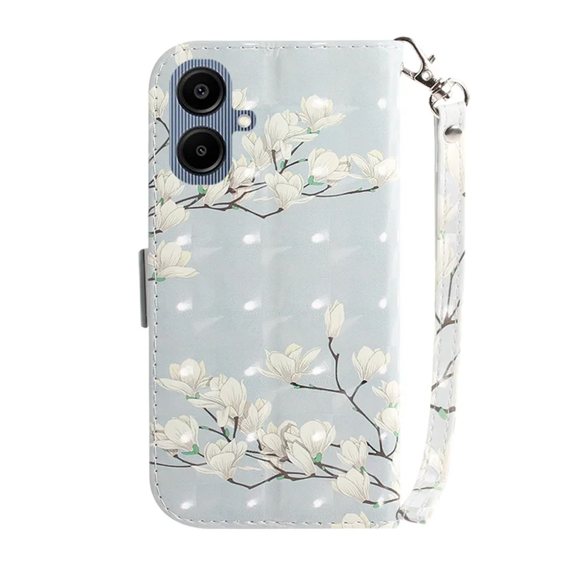 For Samsung Galaxy A07 5G Case Pattern Printing Leather Wallet Phone Cover with Wrist Strap - Magnolia