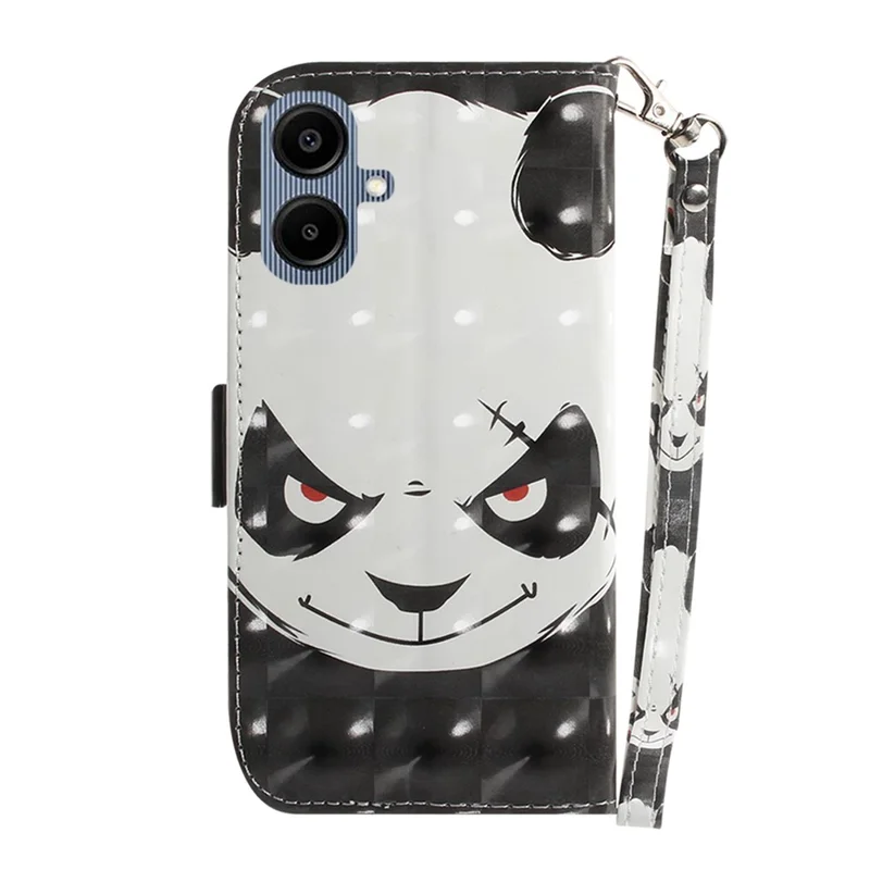 For Samsung Galaxy A07 5G Case Pattern Printing Leather Wallet Phone Cover with Wrist Strap - Angry Panda