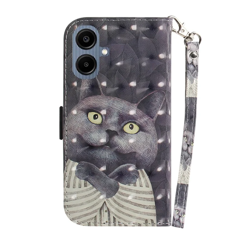 Cover per Samsung Galaxy A07 5G con Stampa a Motivi, Custodia Portafoglio con Cinturino da Polso - Gatto Abbracciante