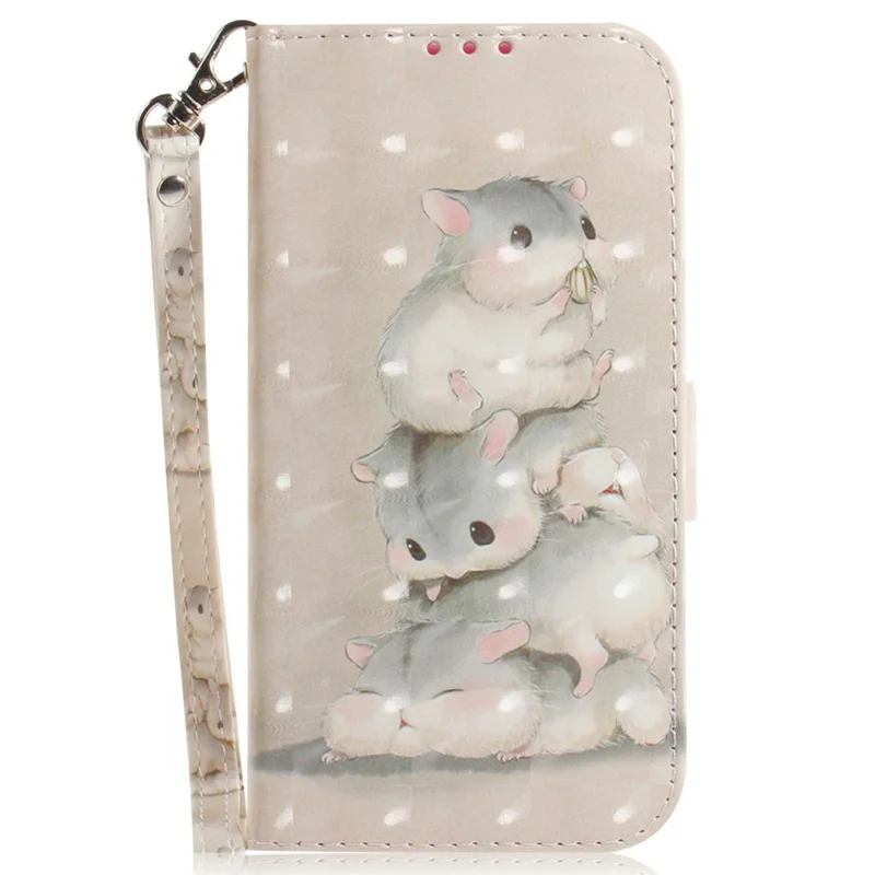 For Samsung Galaxy A07 5G Case Pattern Printing Leather Wallet Phone Cover with Wrist Strap - Stacking Squirrels