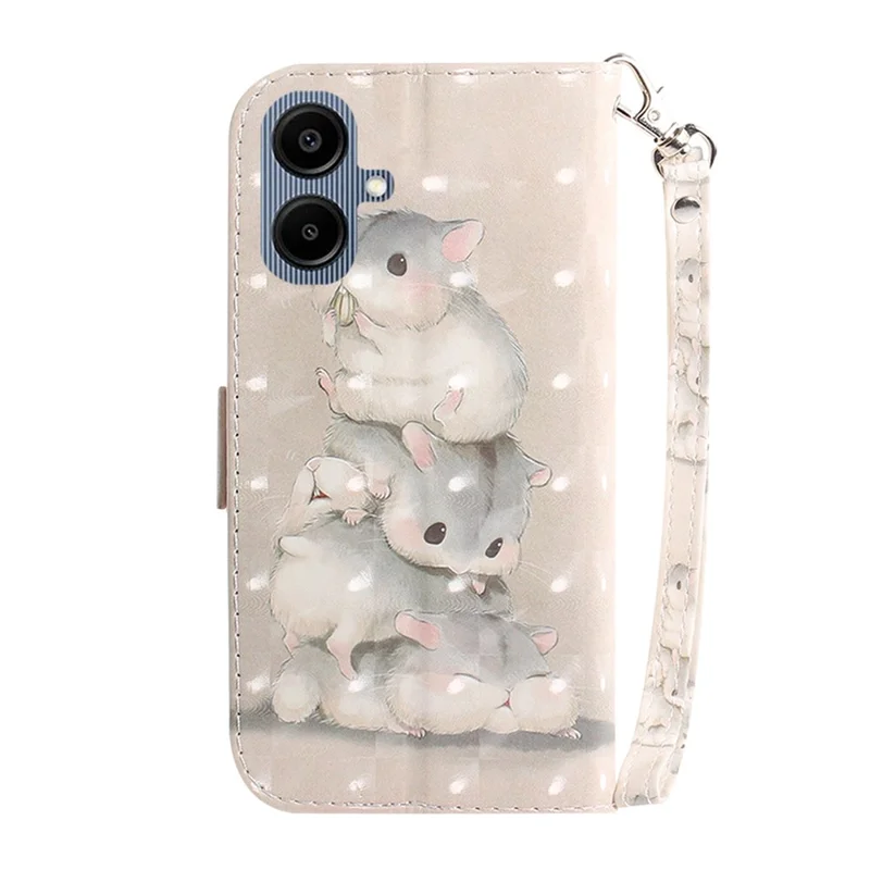 For Samsung Galaxy A07 5G Case Pattern Printing Leather Wallet Phone Cover with Wrist Strap - Stacking Squirrels