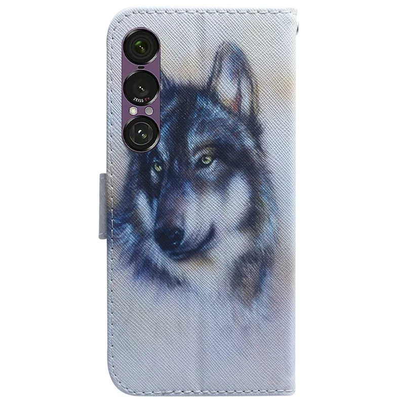 For Sony Xperia 1 VII Wallet Case Pattern Print Leather Phone Cover - Wolf