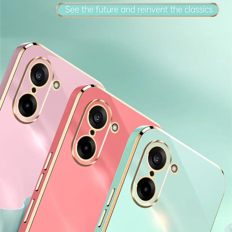 Capa XINLI para OnePlus Nord CE5 5G / Ace 5 Racing 5G com Moldura Galvanizada em TPU - Ciano