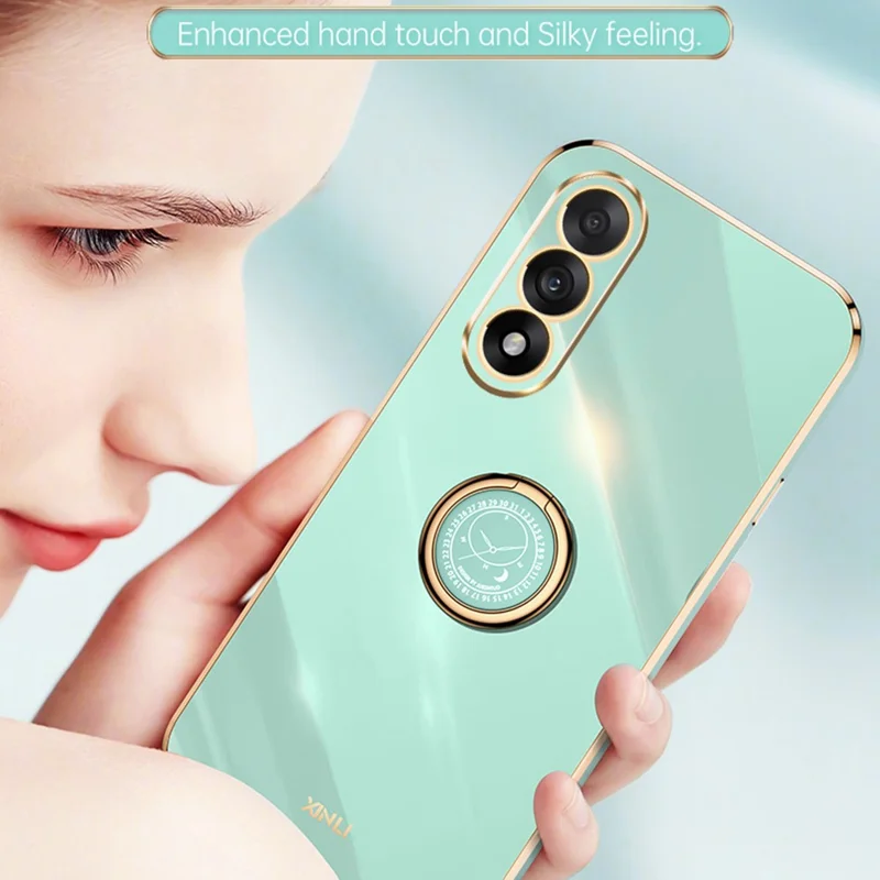 XINLI Pour Étui OnePlus Ace 5 Ultra 5G Avec Anneau Support et Placage Électrolytique TPU - Cyan