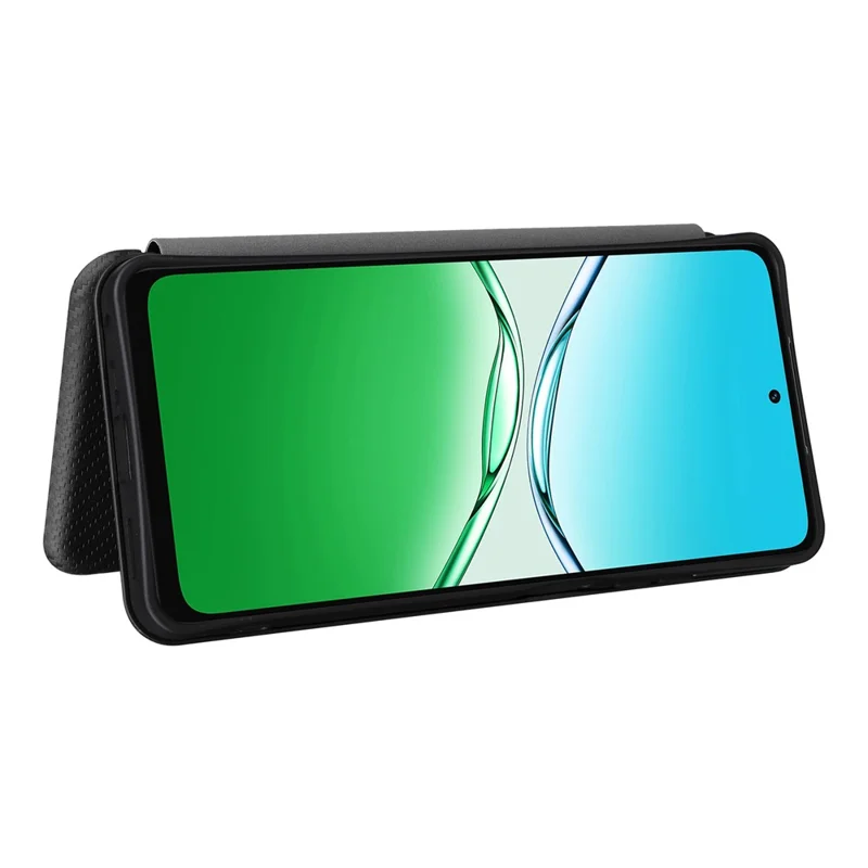Funda de Cuero PU con Textura de Fibra de Carbono Antigolpes para Oppo A5x 5G / 4G - Negro